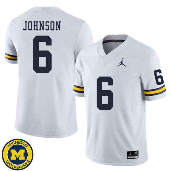 Mens Michigan Wolverines #6 Cornelius Johnson White Fashion Jersey